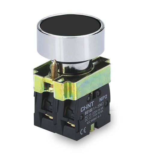 [NP2- BA21] PULSADOR DE CUERPO METALICO DE 22 MM NEGRO CON CONTACTO NA