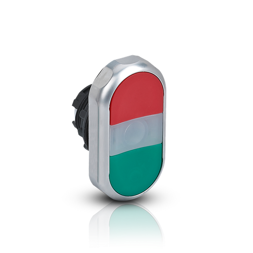 [NP8-11SD WHT AC/DC 24V] PULSADOR LUMINOSO DOBLE 22 MM - NP8 - COLOR VERDE/BLANCO/ROJO 24VCA/CC - C/1NA+ 1NC