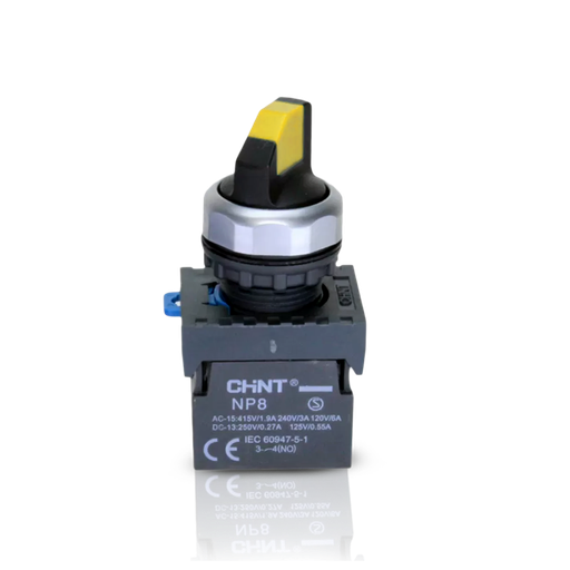 [NP8-20X/22 YEL] SELECTORA DE 2 POSICIONES 22 MM - NP8 - COLOR AMARILLO - C/2NA - C/RETORNO