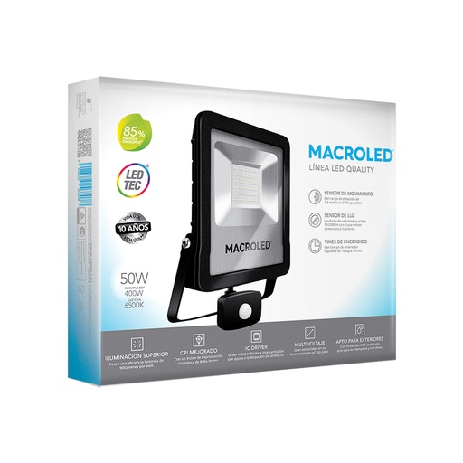 [SFLSV2-50CW] Reflector 50w frío con sensor Macroled