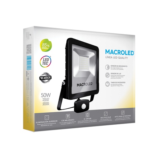[SFLSV2-50WW] Reflector 50w cálido con sensor Macroled