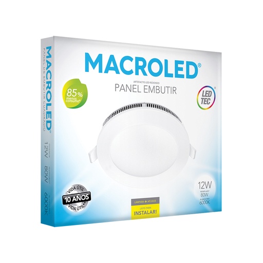 [PER12CW] Plafón embutir redondo 12w frío Macroled