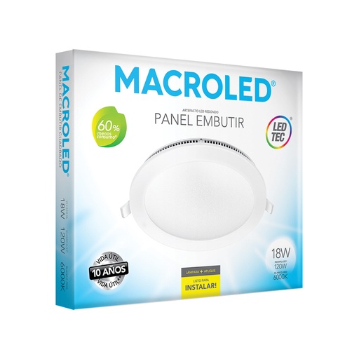 [PER18CW] Plafón embutir redondo 18w frío Macroled