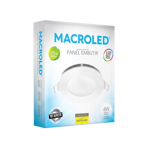 [PER06CW] Plafón embutir redondo 6w frío Macroled