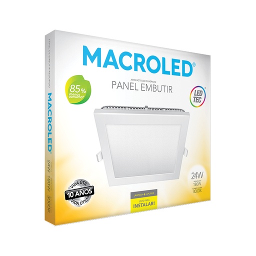 [PEC24WW] Plafón embutir cuadrado 24w cálido Macroled