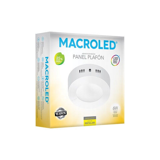[PR06WW] Plafón aplicar redondo 6w cálido Macroled