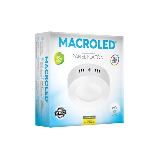 [PR06CW] Plafón aplicar redondo 6w frío Macroled