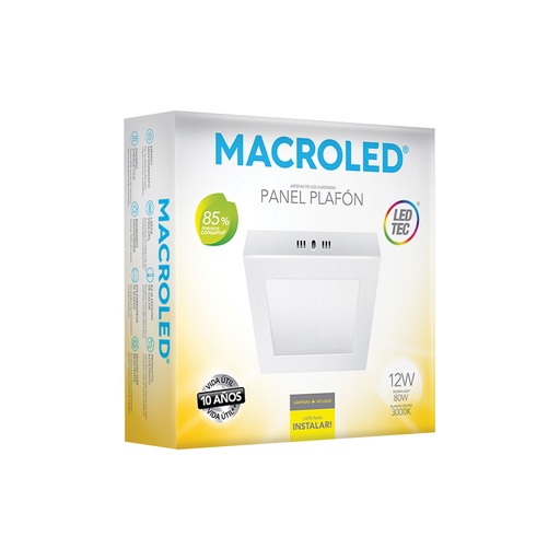 [PC12WW] Plafón aplicar cuadrado 12w cálido Macroled