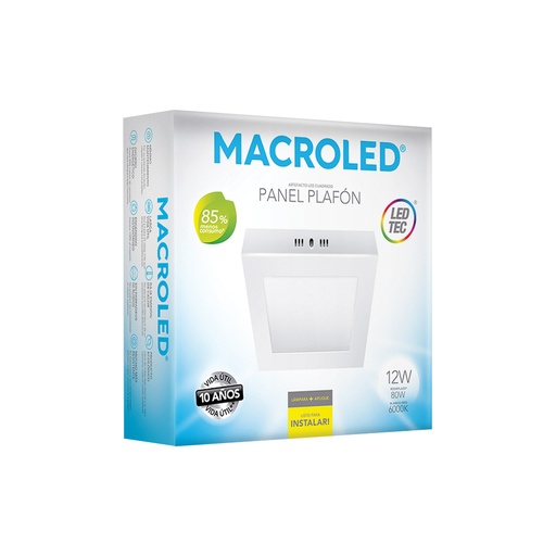 [PC12CW] Plafón aplicar cuadrado 12w frío Macroled