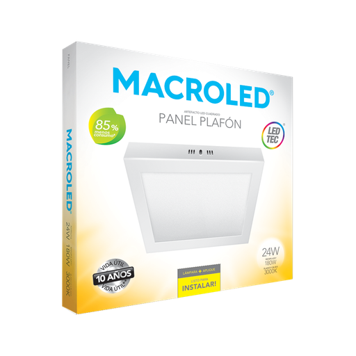 [PC24WW] Plafón aplicar cuadrado 24w cálido Macroled
