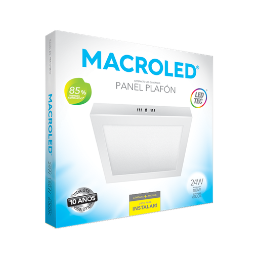 [PC24CW] Plafón aplicar cuadrado 24w frío Macroled