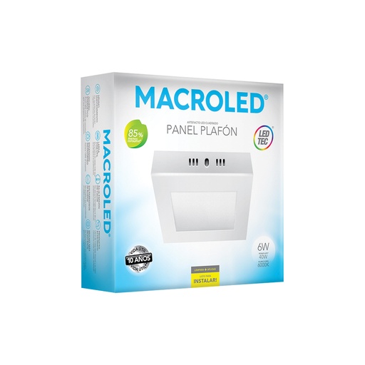 [PC06CW] Plafón aplicar cuadrado 6w frío Macroled